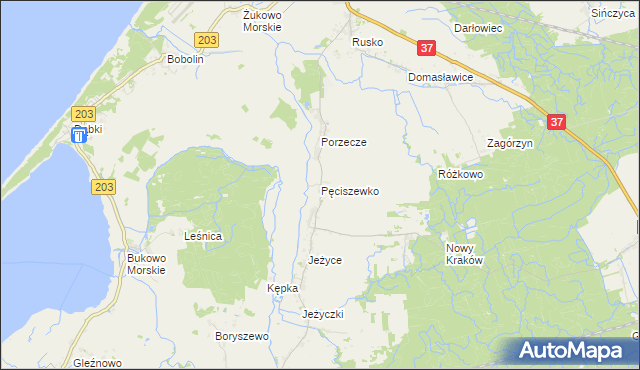 mapa Pęciszewko, Pęciszewko na mapie Targeo