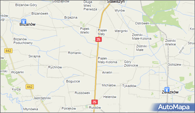 mapa Piątek Mały-Kolonia, Piątek Mały-Kolonia na mapie Targeo