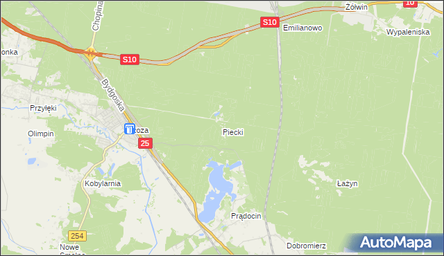 mapa Piecki gmina Nowa Wieś Wielka, Piecki gmina Nowa Wieś Wielka na mapie Targeo