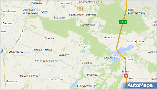 mapa Podgórki gmina Wierzbica, Podgórki gmina Wierzbica na mapie Targeo