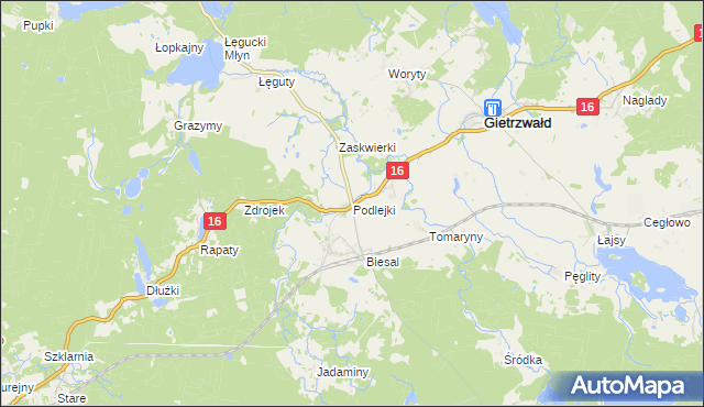 mapa Podlejki, Podlejki na mapie Targeo