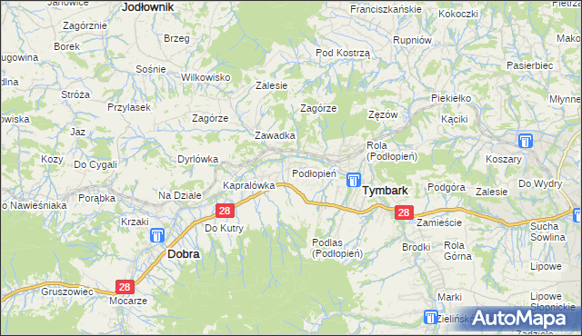 mapa Podłopień, Podłopień na mapie Targeo