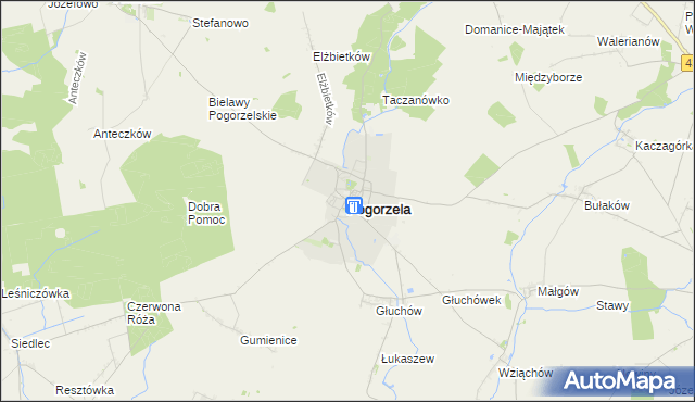 mapa Pogorzela powiat gostyński, Pogorzela powiat gostyński na mapie Targeo