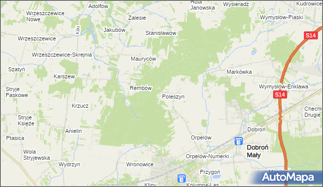 mapa Poleszyn, Poleszyn na mapie Targeo