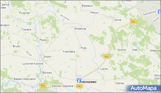 mapa Polik gmina Rościszewo, Polik gmina Rościszewo na mapie Targeo