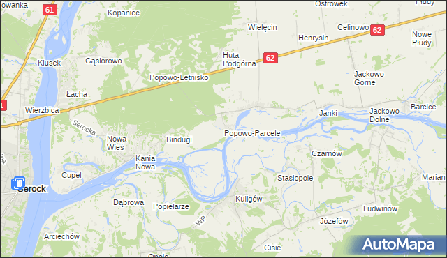 mapa Popowo-Parcele, Popowo-Parcele na mapie Targeo