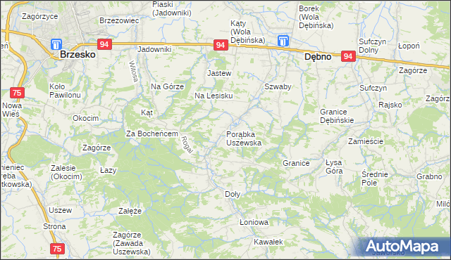 mapa Porąbka Uszewska, Porąbka Uszewska na mapie Targeo