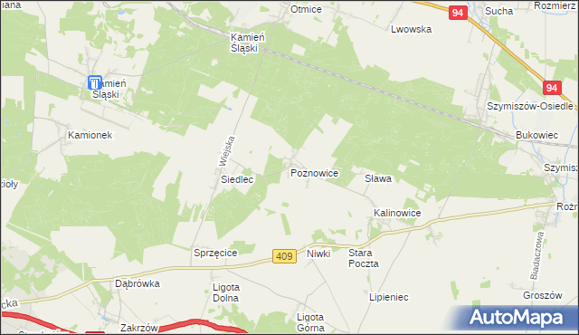 mapa Poznowice, Poznowice na mapie Targeo