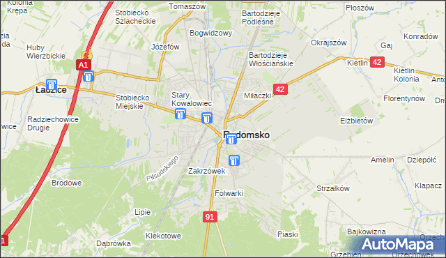 mapa Radomsko, Radomsko na mapie Targeo