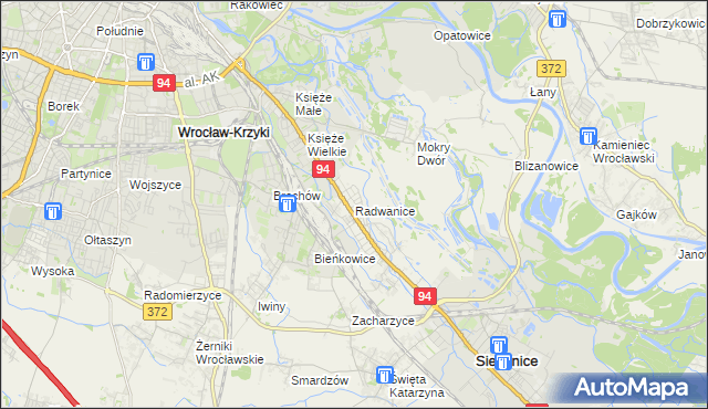 mapa Radwanice gmina Siechnice, Radwanice gmina Siechnice na mapie Targeo