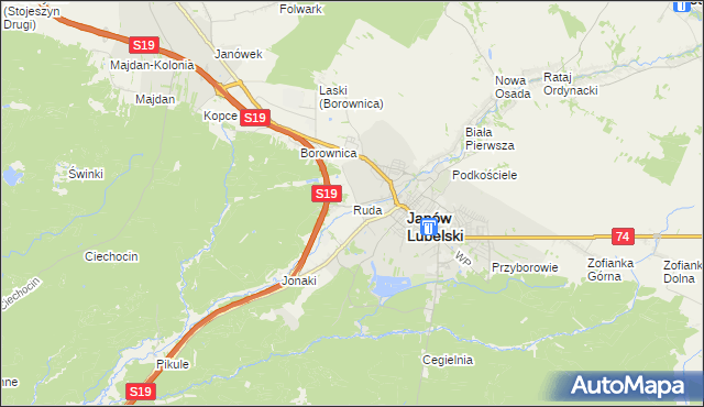 mapa Ruda gmina Janów Lubelski, Ruda gmina Janów Lubelski na mapie Targeo