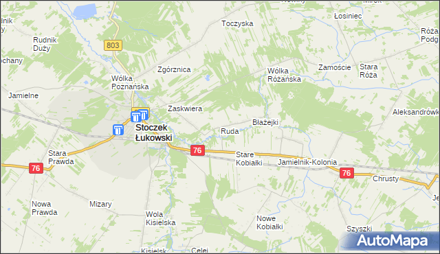 mapa Ruda gmina Stoczek Łukowski, Ruda gmina Stoczek Łukowski na mapie Targeo