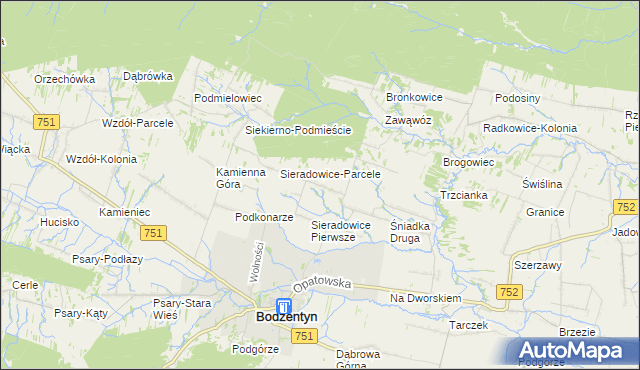 mapa Sieradowice Drugie, Sieradowice Drugie na mapie Targeo