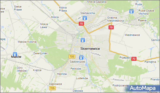 mapa Skierniewic, Skierniewice na mapie Targeo