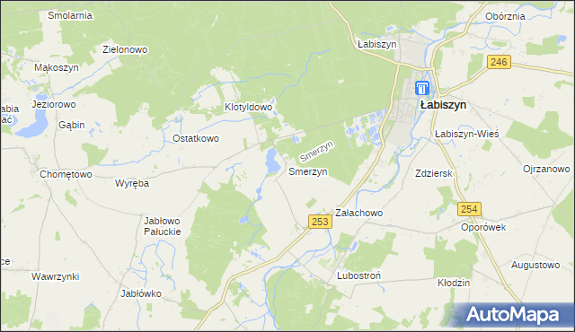 mapa Smerzyn, Smerzyn na mapie Targeo