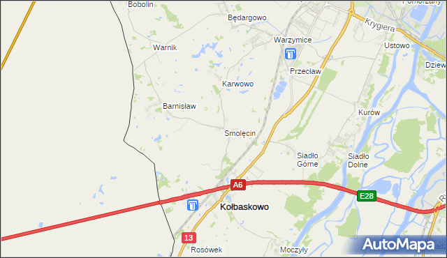 mapa Smolęcin gmina Kołbaskowo, Smolęcin gmina Kołbaskowo na mapie Targeo