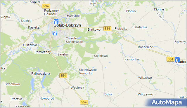 mapa Sokołowo gmina Golub-Dobrzyń, Sokołowo gmina Golub-Dobrzyń na mapie Targeo