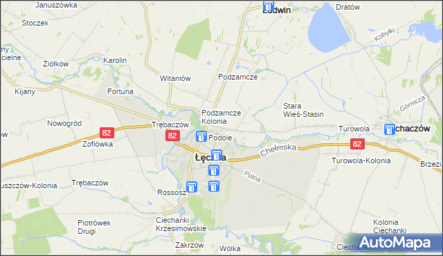 mapa Stara Wieś gmina Łęczna, Stara Wieś gmina Łęczna na mapie Targeo
