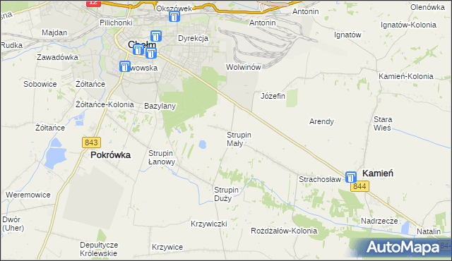mapa Strupin Mały, Strupin Mały na mapie Targeo