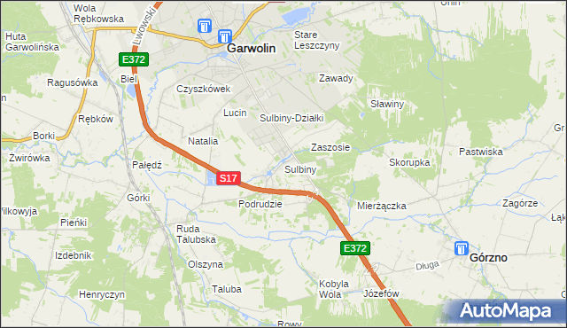 mapa Sulbiny, Sulbiny na mapie Targeo