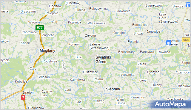 mapa Świątniki Górne, Świątniki Górne na mapie Targeo