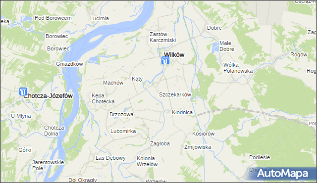 mapa Szczekarków gmina Wilków, Szczekarków gmina Wilków na mapie Targeo