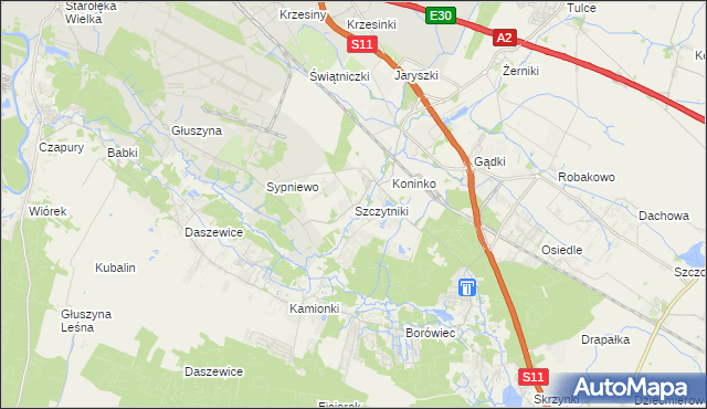mapa Szczytniki gmina Kórnik, Szczytniki gmina Kórnik na mapie Targeo