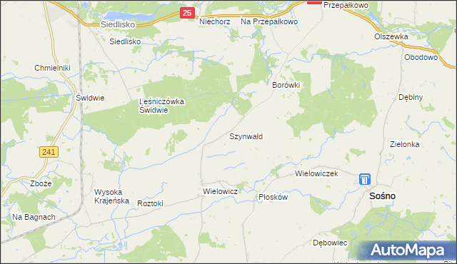 mapa Szynwałd gmina Sośno, Szynwałd gmina Sośno na mapie Targeo
