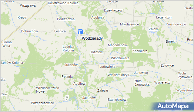 mapa Teodorów gmina Wodzierady, Teodorów gmina Wodzierady na mapie Targeo