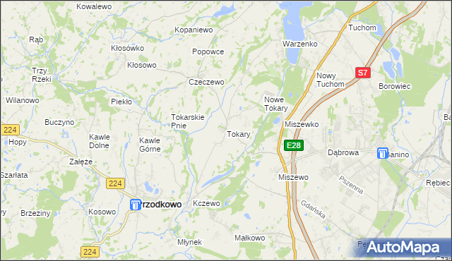 mapa Tokary gmina Przodkowo, Tokary gmina Przodkowo na mapie Targeo