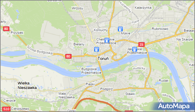 mapa Torunia, Toruń na mapie Targeo