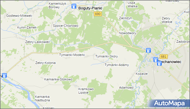 mapa Tymianki-Skóry, Tymianki-Skóry na mapie Targeo