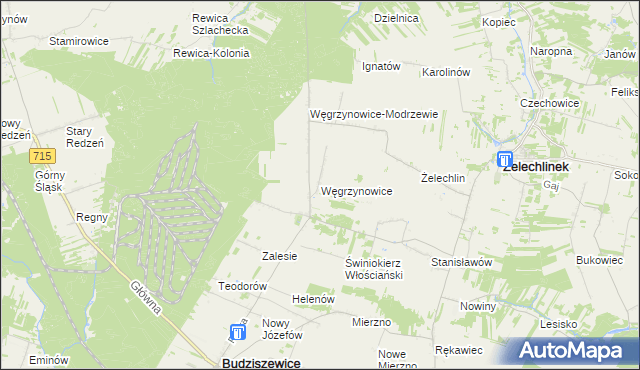 mapa Węgrzynowice gmina Budziszewice, Węgrzynowice gmina Budziszewice na mapie Targeo