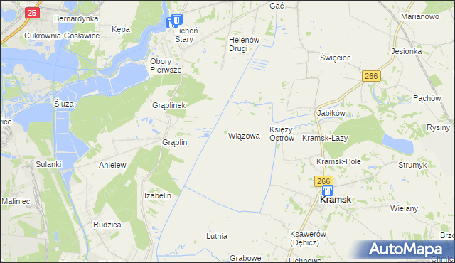 mapa Wiązowa gmina Kramsk, Wiązowa gmina Kramsk na mapie Targeo