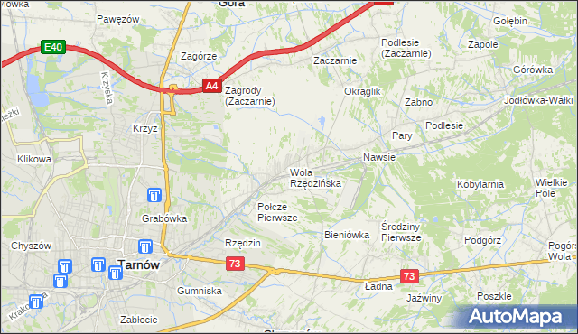 mapa Wola Rzędzińska, Wola Rzędzińska na mapie Targeo