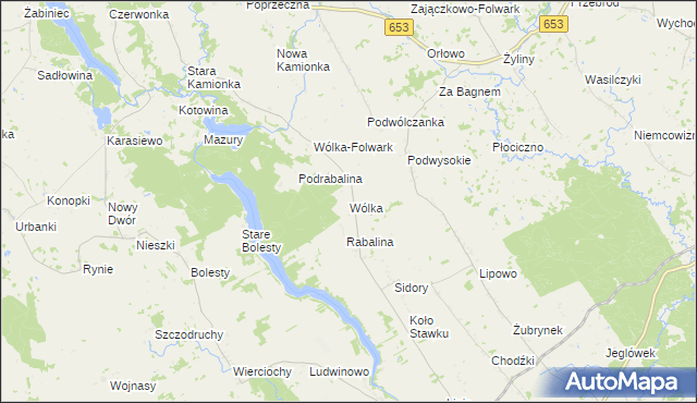 mapa Wólka gmina Bakałarzewo, Wólka gmina Bakałarzewo na mapie Targeo
