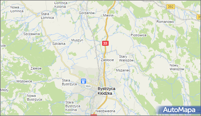 mapa Zabłocie gmina Bystrzyca Kłodzka, Zabłocie gmina Bystrzyca Kłodzka na mapie Targeo