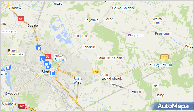 mapa Żabokliki-Kolonia, Żabokliki-Kolonia na mapie Targeo