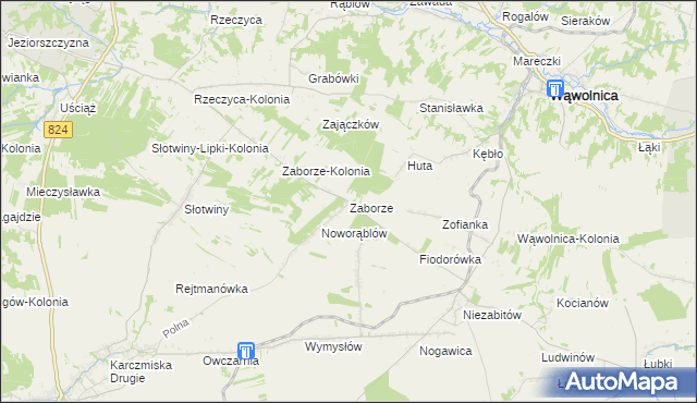 mapa Zaborze gmina Karczmiska, Zaborze gmina Karczmiska na mapie Targeo