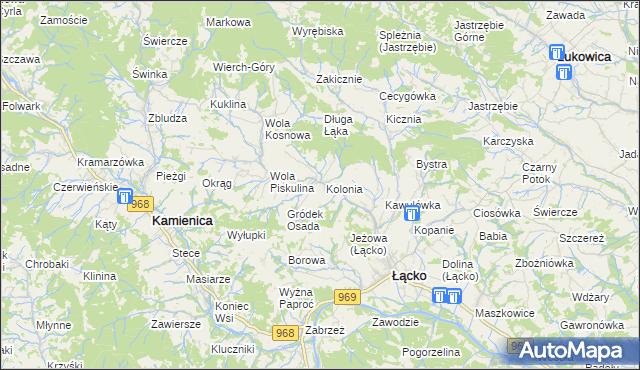 mapa Zagorzyn gmina Łącko, Zagorzyn gmina Łącko na mapie Targeo