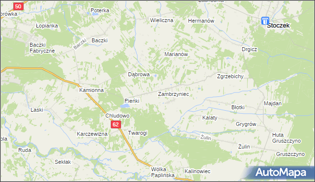 mapa Zambrzyniec, Zambrzyniec na mapie Targeo