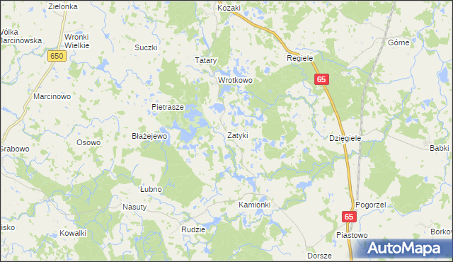 mapa Zatyki gmina Gołdap, Zatyki gmina Gołdap na mapie Targeo