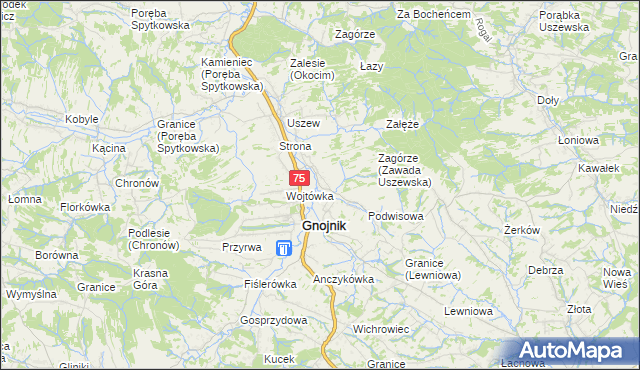 mapa Zawada Uszewska, Zawada Uszewska na mapie Targeo