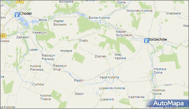 mapa Zosinek gmina Chodel, Zosinek gmina Chodel na mapie Targeo