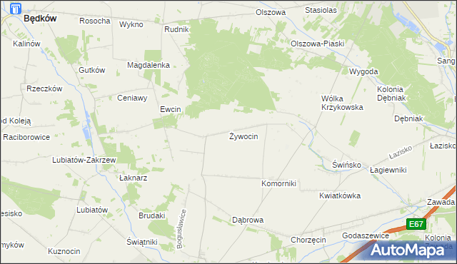 mapa Żywocin, Żywocin na mapie Targeo