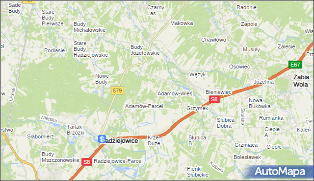 mapa Adamów-Wieś, Adamów-Wieś na mapie Targeo