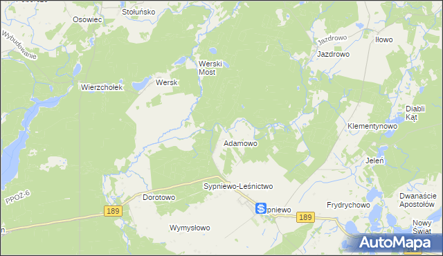 mapa Adamowo-Leśnictwo, Adamowo-Leśnictwo na mapie Targeo