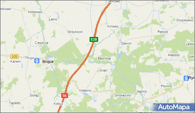 mapa Bębnikąt gmina Rymań, Bębnikąt gmina Rymań na mapie Targeo