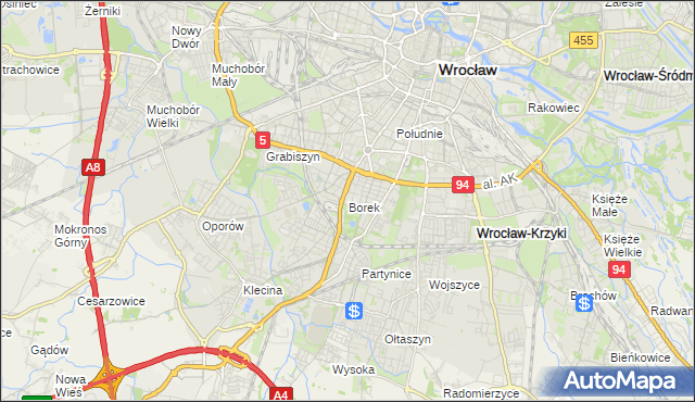 mapa Borek gmina Wrocław, Borek gmina Wrocław na mapie Targeo