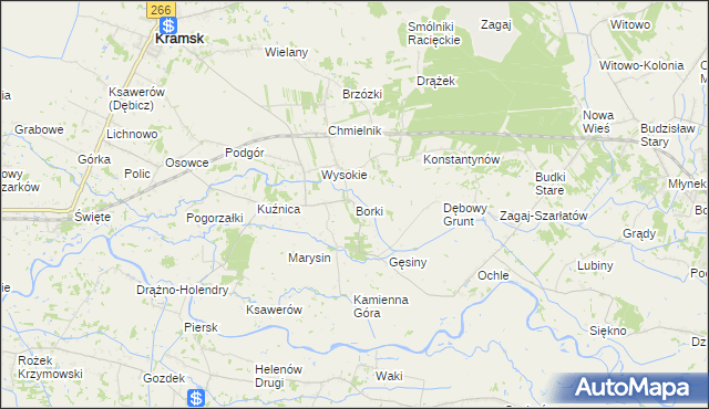 mapa Borki gmina Kramsk, Borki gmina Kramsk na mapie Targeo